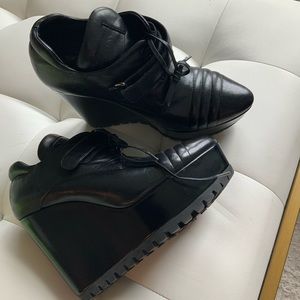 Prada leather platform booties